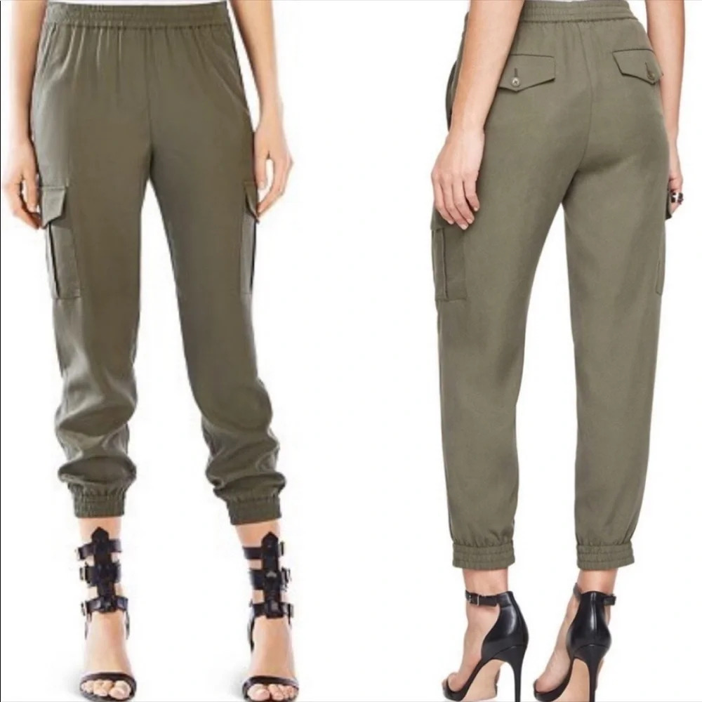 BCBGMAXAZRIA OLIVE GREEN CARGO JOGGER PANTS